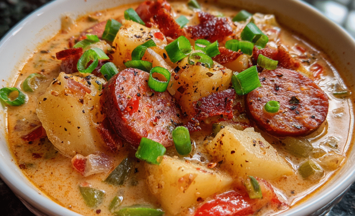 Creamy Cajun Potato Soup with Andouille Sausage
