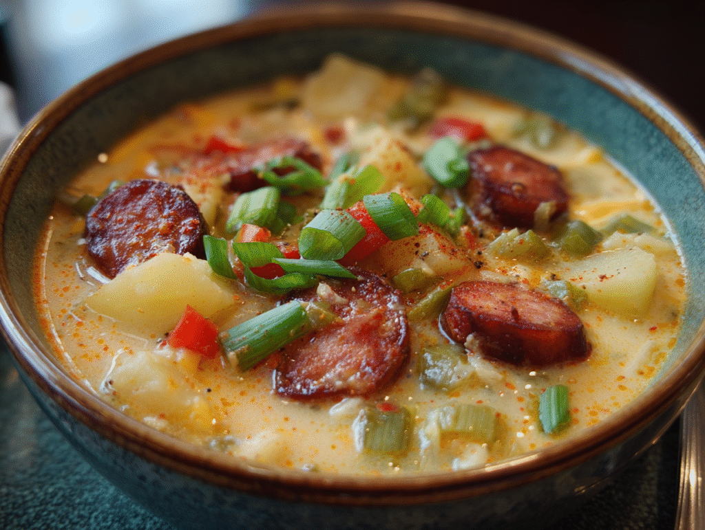 perfect Creamy Cajun Potato Soup with Andouille Sausage