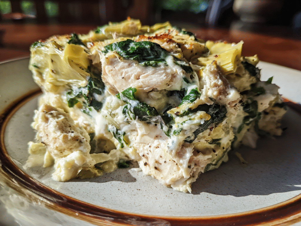 dinner High-Protein Spinach and Artichoke Chicken Casserole