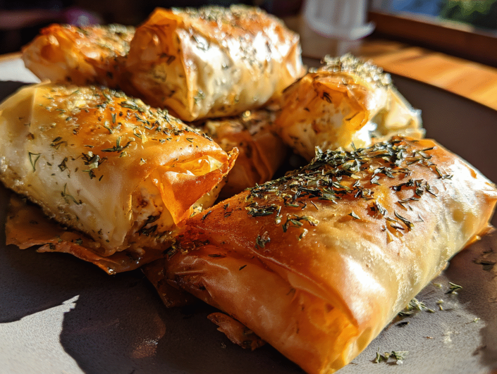 Indulgent Oven Fried Feta Rolls snacks