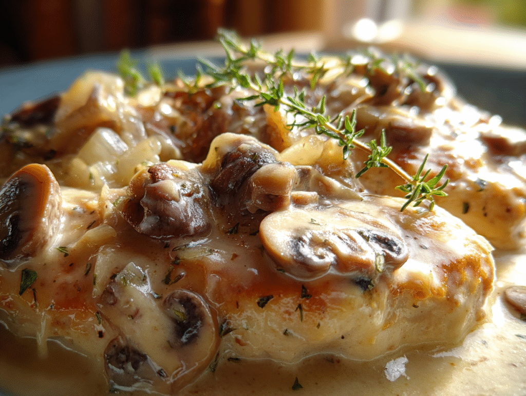 lunch of Irresistibly Creamy Mushroom Asiago Chicken