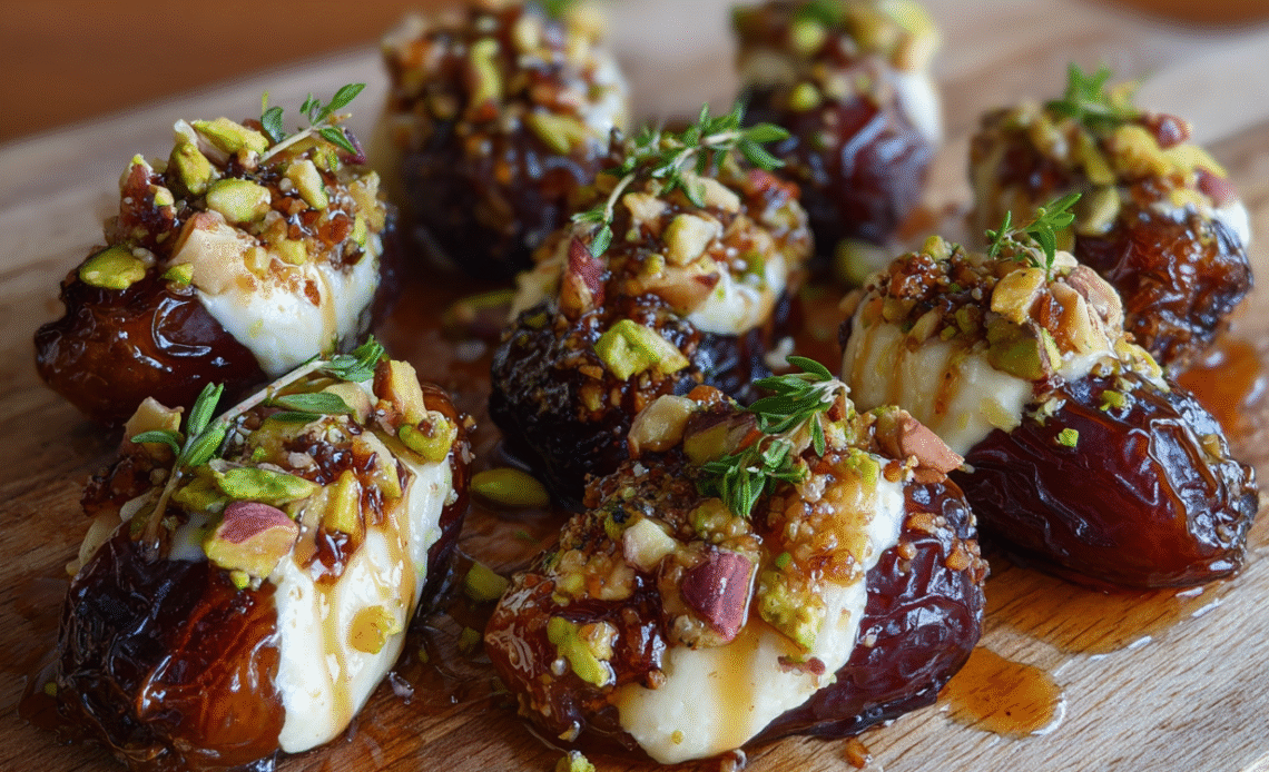 Mascarpone Stuffed Medjool Dates with Honey