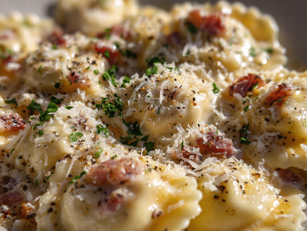 dish Olive Garden-Inspired Ravioli Carbonara