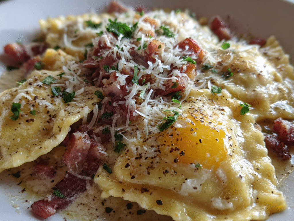 Olive Garden-Inspired Ravioli Carbonara recipes