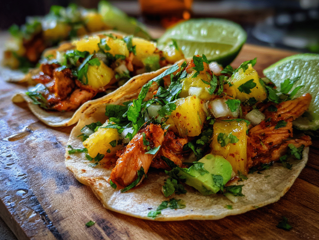 One Pan Chicken and Pineapple Tacos