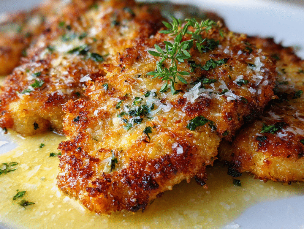 perfect Parmesan Crusted Chicken with Creamy Garlic Sauce
