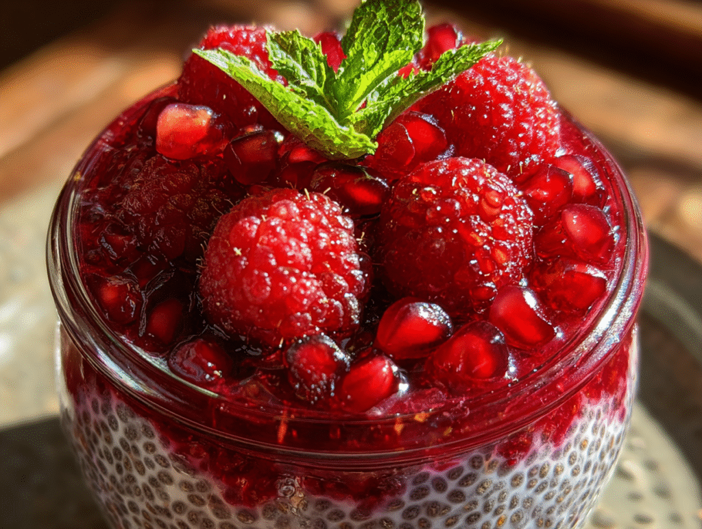 healthy Pomegranate Raspberry Chia Dessert Recipe