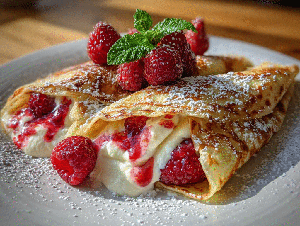 breakfast Raspberry Vanilla Cream Crepes