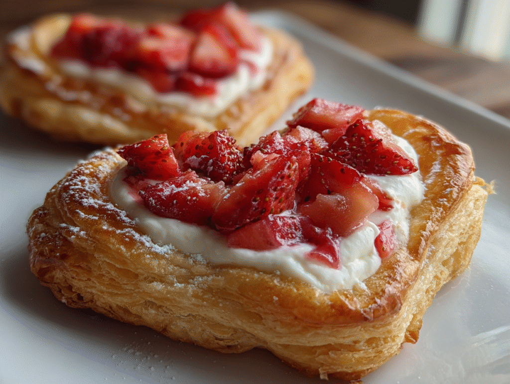 dessert Strawberry Cream Cheese Heart Danishes