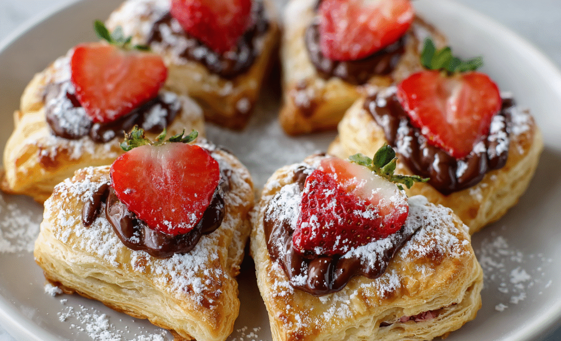 Strawberry Nutella Puff Pastry Hearts