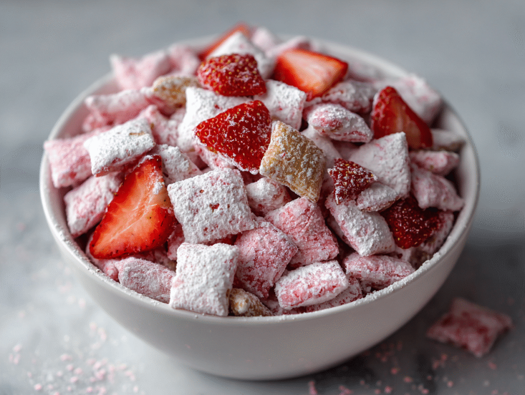 Strawberry Shortcake Puppy Chow: A Sweet & Shareable Mindful Treat