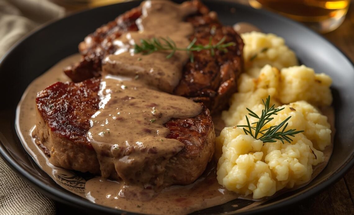 Gaelic Irish Steaks with Whiskey Cream and Colcannon