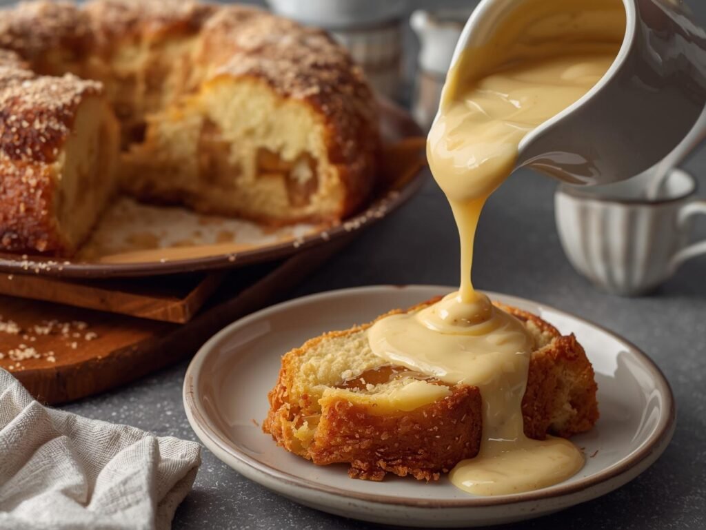 A Mindful Take on Irish Apple Cake with Creamy Custard Sauce