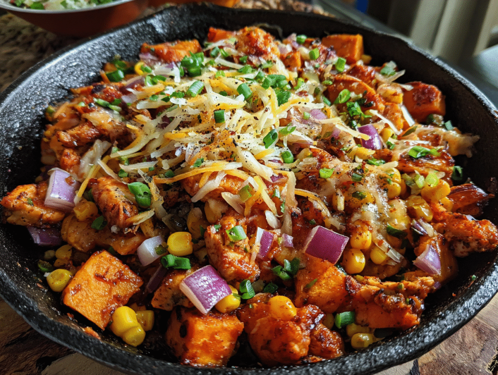 Ingredients for BBQ Chicken Sweet Potato Skillet