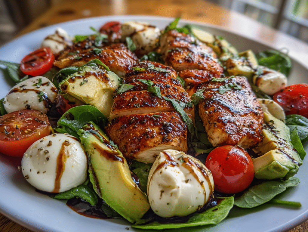 Baked Marinated Chicken Salad with Mozzarella and Balsamic Vinaigrette