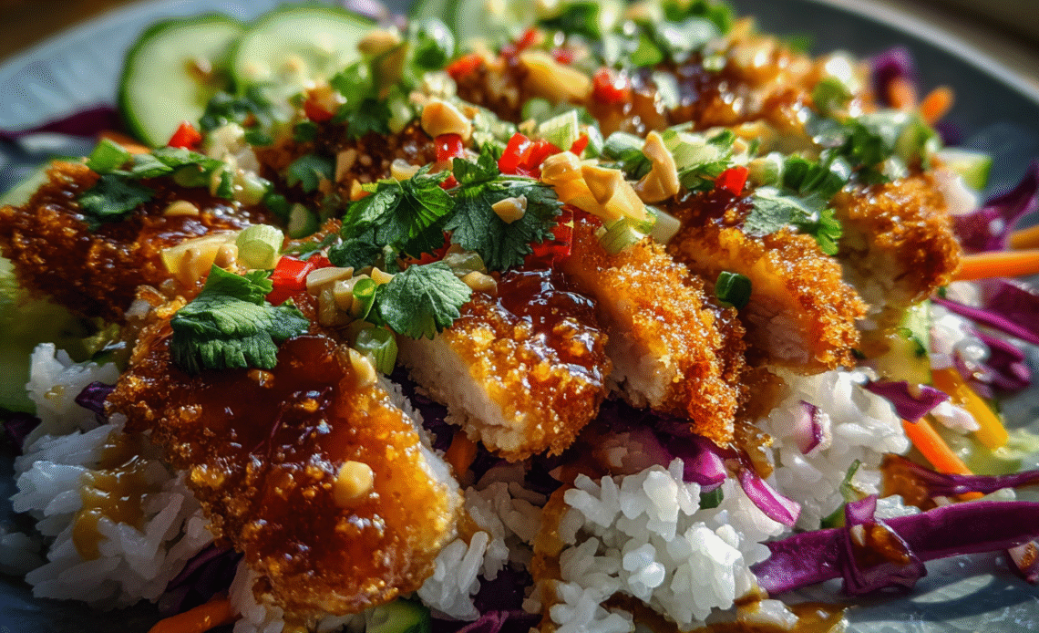 Chicken Crispy Rice Salad with Peanut Dressing: A Bold, Crunchy, Flavor-Packed Meal