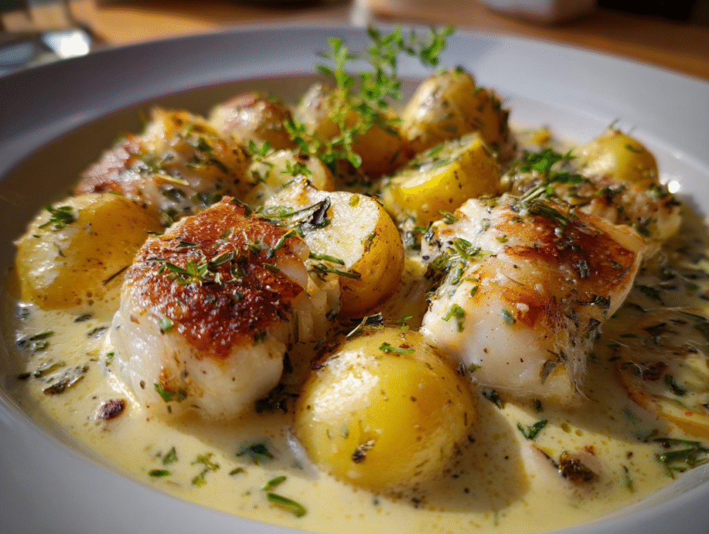 Cod & Potatoes in Rosemary Cream Sauce recipe