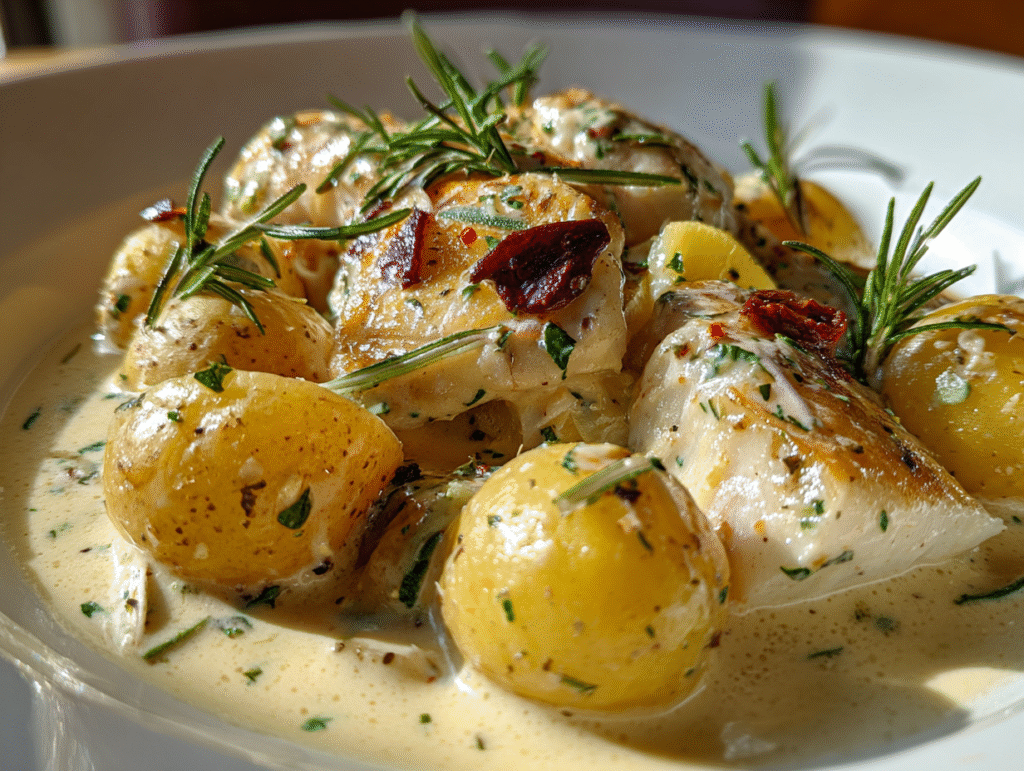 perfect Cod & Potatoes in Rosemary Cream Sauce dinner