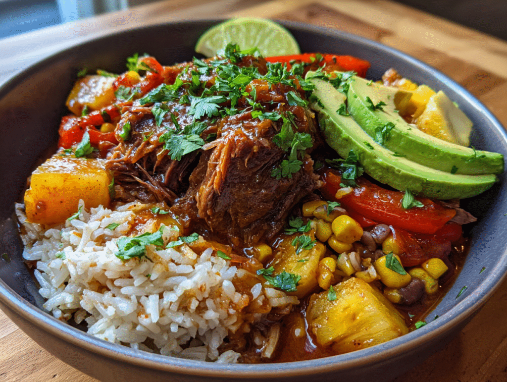 Ingredients for Crockpot Chipotle Pineapple Pot Roast Bowl