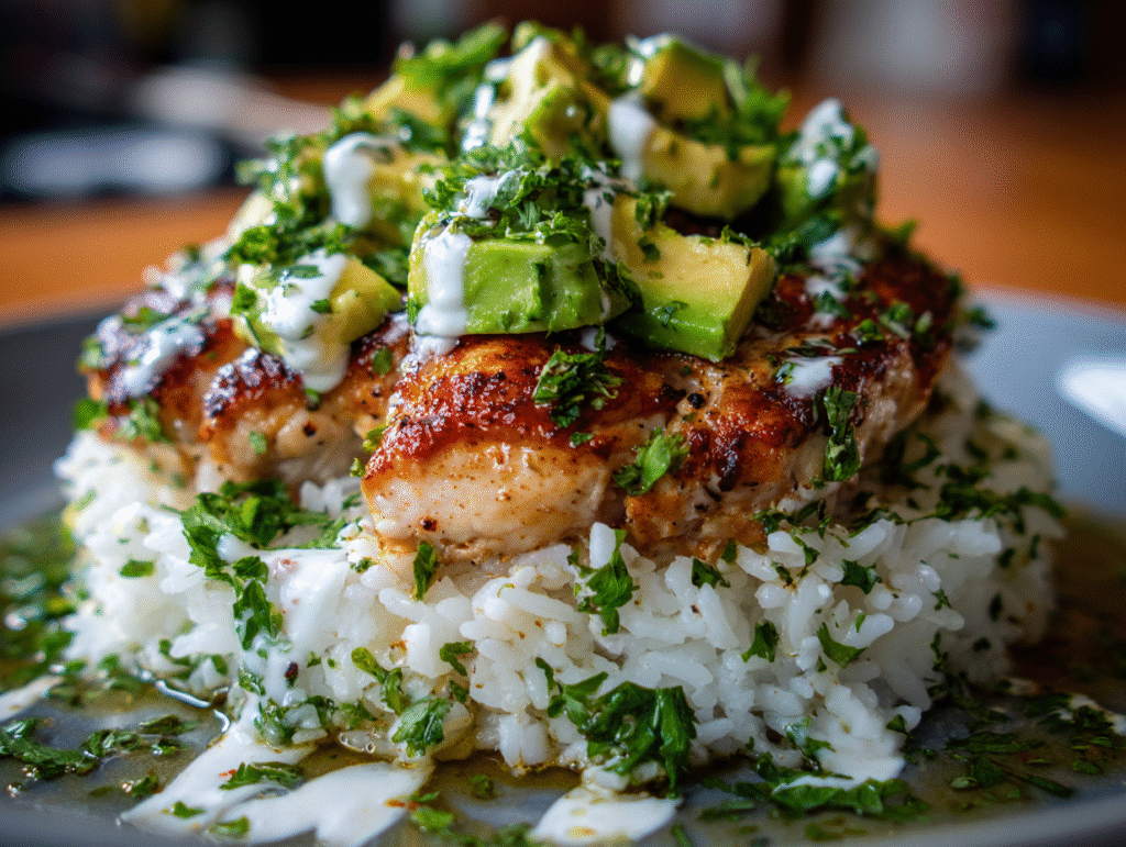 How to Make Honey Lime Chicken & Avocado Rice Stack