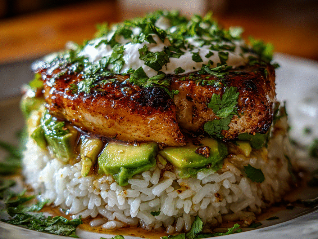 best Honey Lime Chicken & Avocado Rice Stack recipes