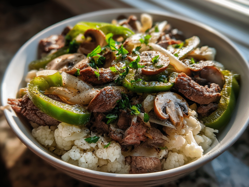 Philly Cheesesteak Bowls dishes