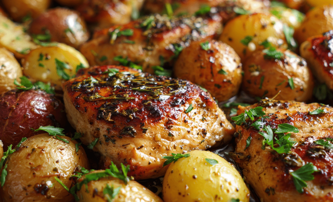 Sheet Pan Lemon Balsamic Chicken and Potatoes