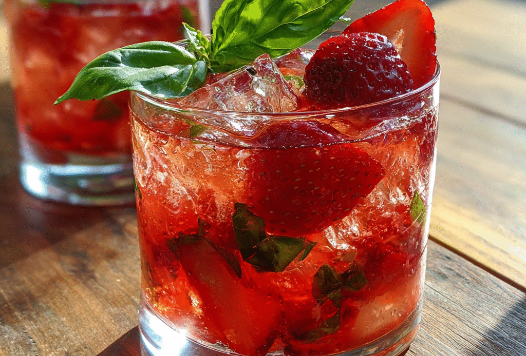 Strawberry Basil Smash Cocktail
