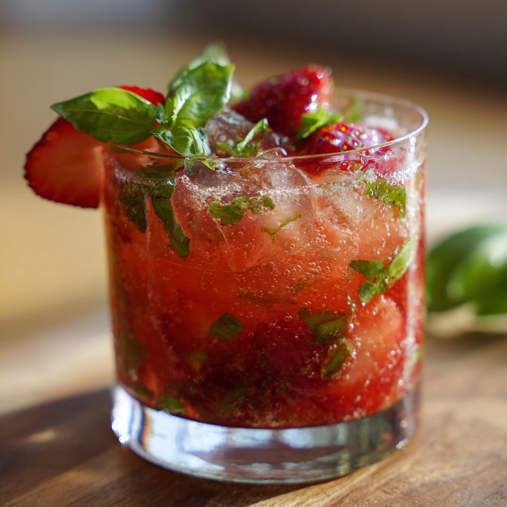 The Perfectly Refreshing Strawberry Basil Smash Cocktail