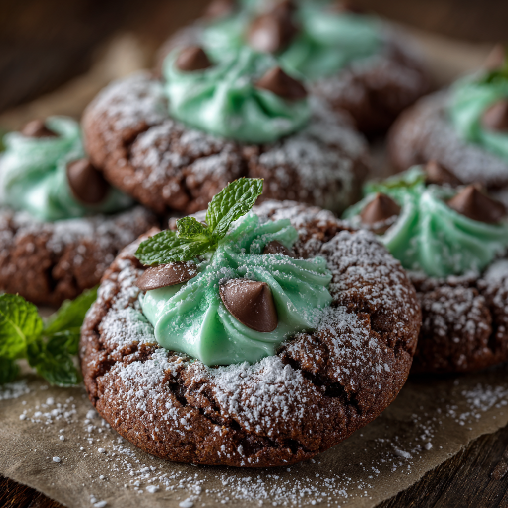 Perfectly Delicious Mint Chocolate Kiss Blossom Cookies