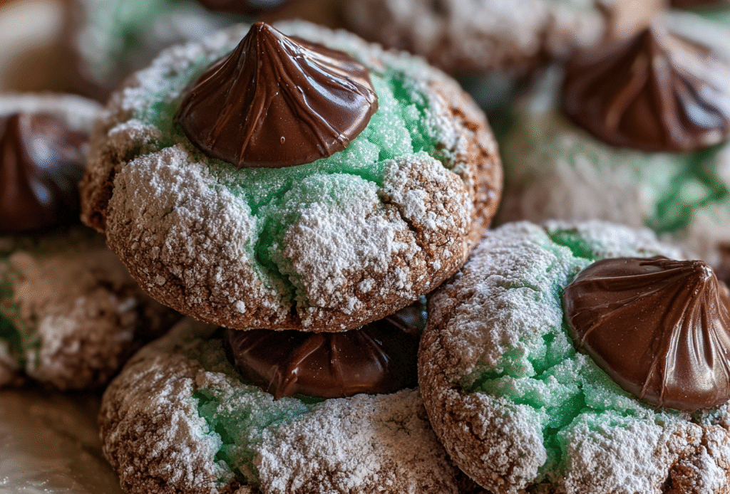 Mint Chocolate Kiss Blossom Cookies