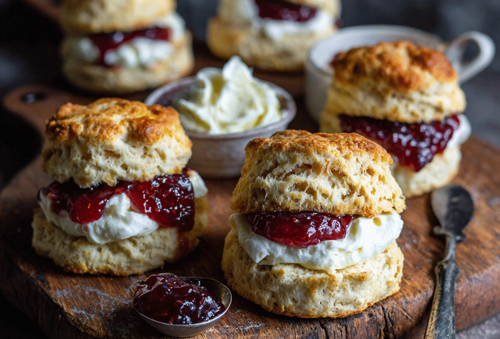 The Perfectly Classic English Scones with Clotted Cream and Jam