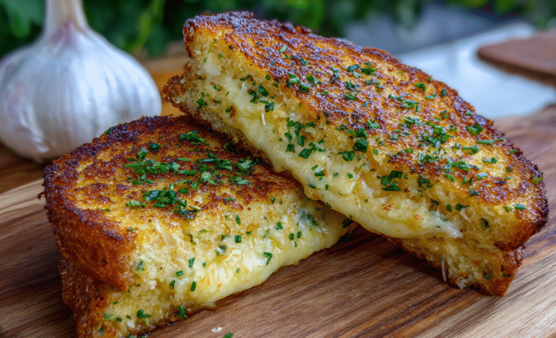 Garlic Bread Grilled Cheese | 15 Min Lunch Idea