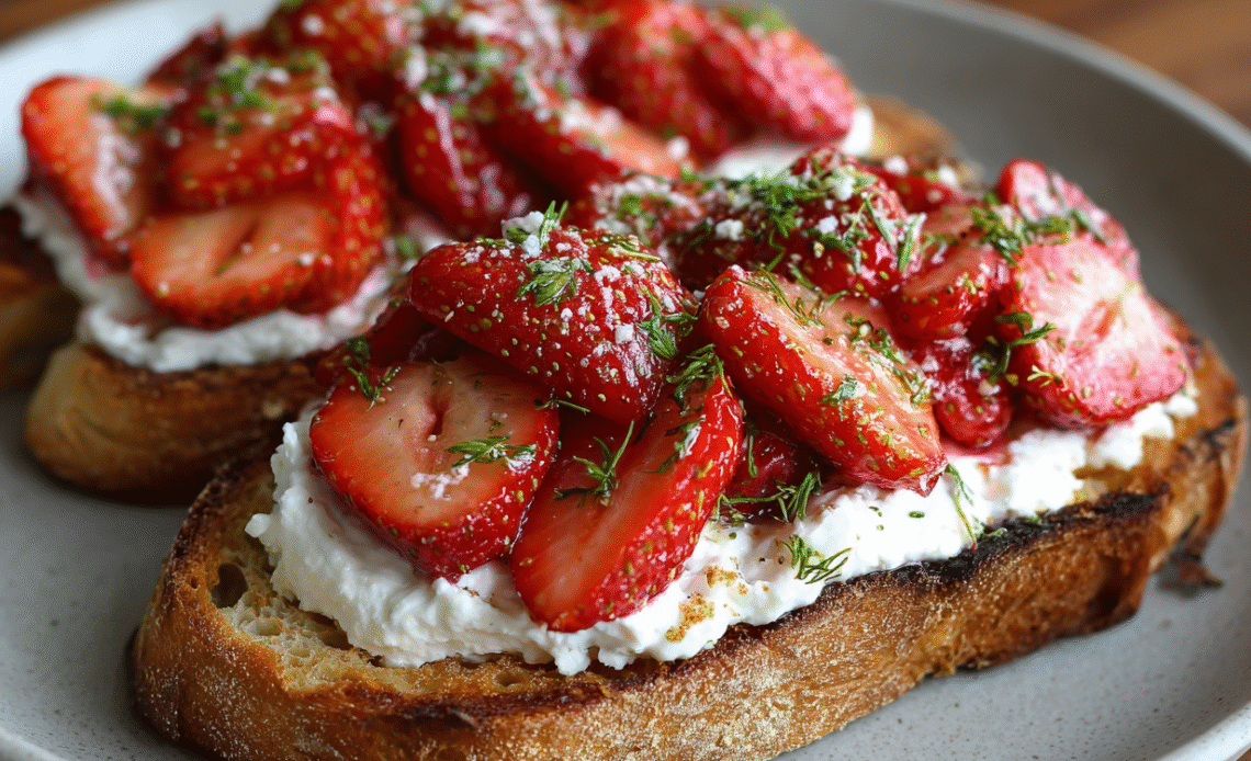 Roasted Strawberry Whipped Ricotta Toast
