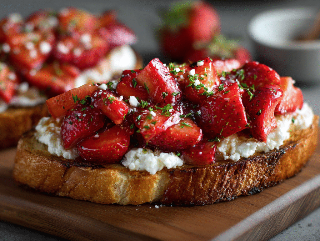 The Ultimate Dreamy Roasted Strawberry Whipped Ricotta Toast